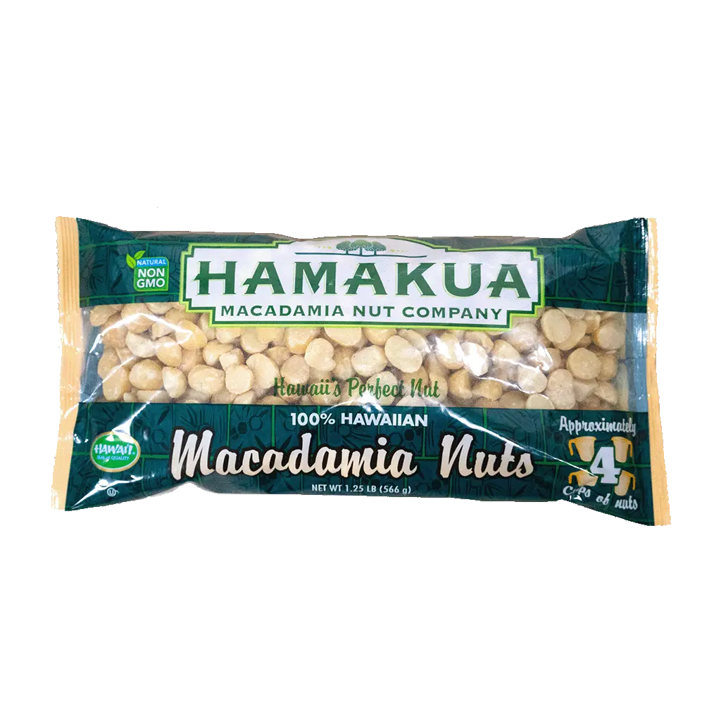 20oz packaged unsalted baking macadamia nuts from Hāmākua Macadamia Nut Company