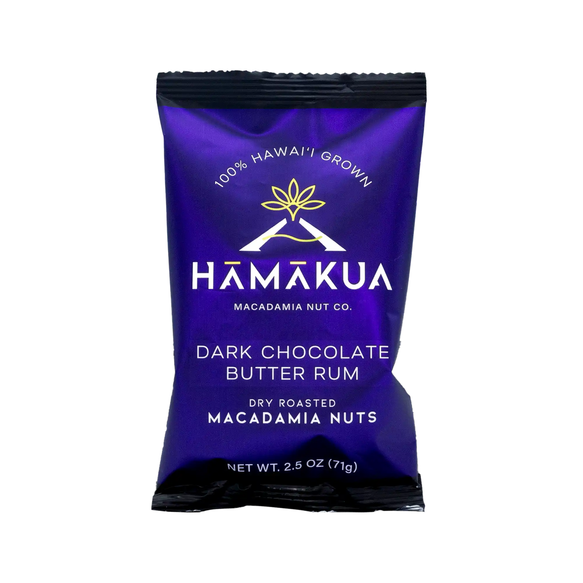 Hāmākua Macadamia Nut Company Dark Chocolate Butter Rum macadamia nuts 2.5oz pouch