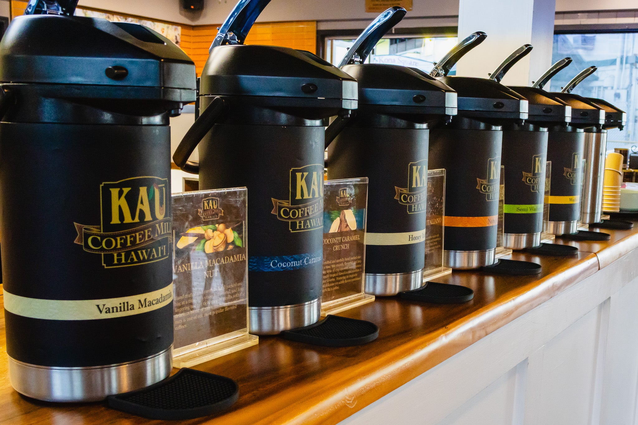 Kaʻū Coffee Mill samples located in Kaʻū Coffee Mill Cafe