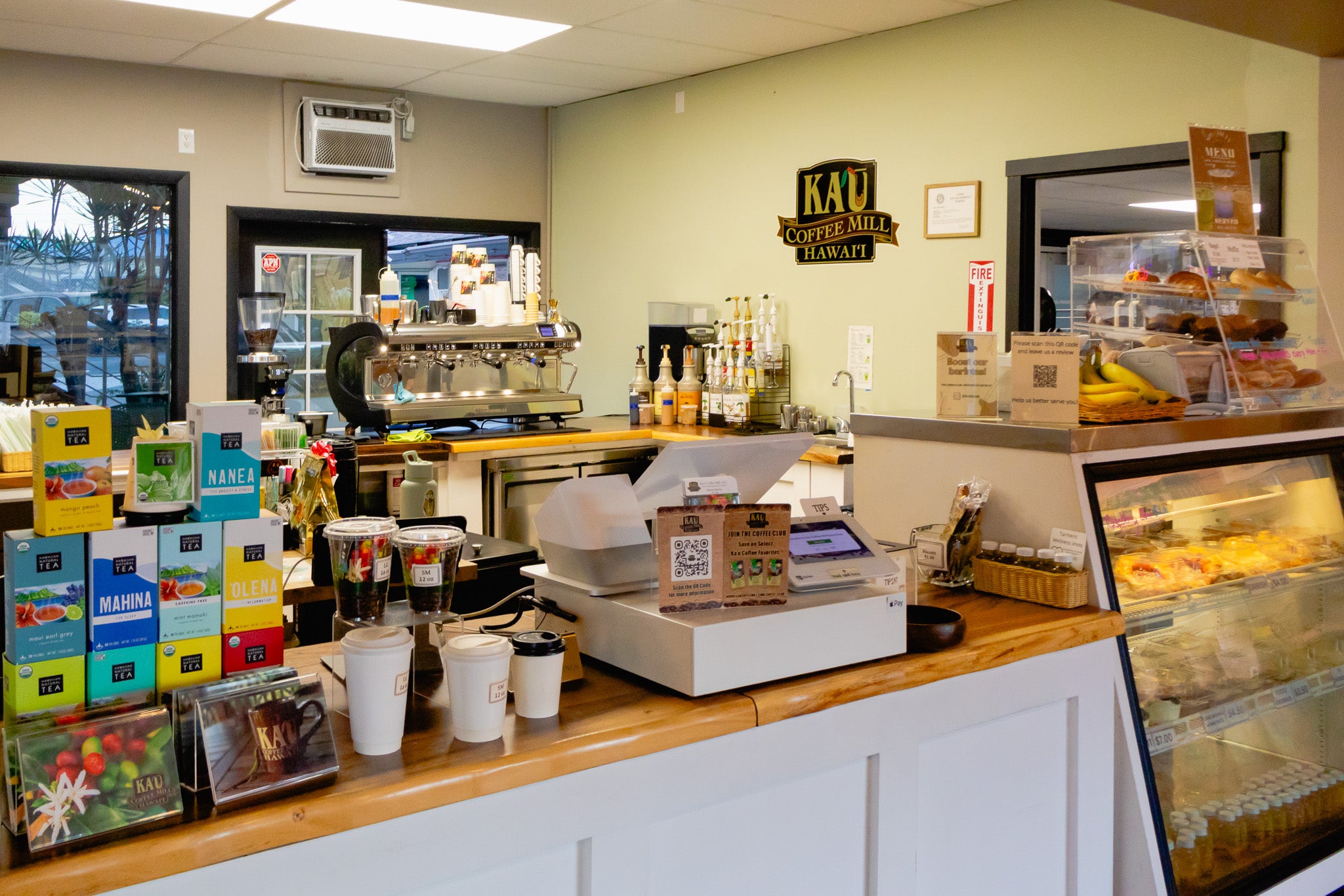 Front counter at Kaʻū Coffee Mill Cafe