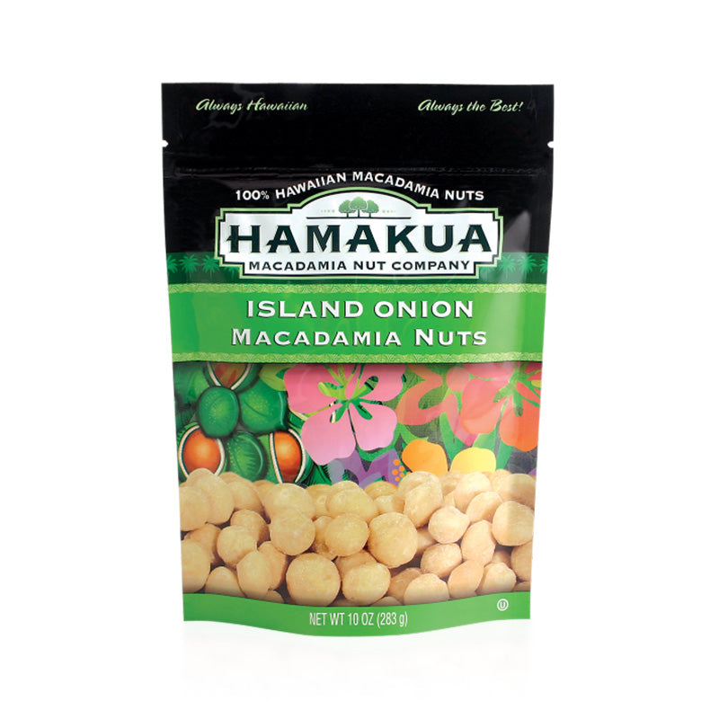 10oz bag of Hāmākua Macadamia Nut Company Island Onion Macadamia Nuts