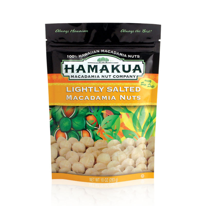10oz pouch of Hāmākua Macadamia Nut Company Lightly Salted Macadamia Nuts