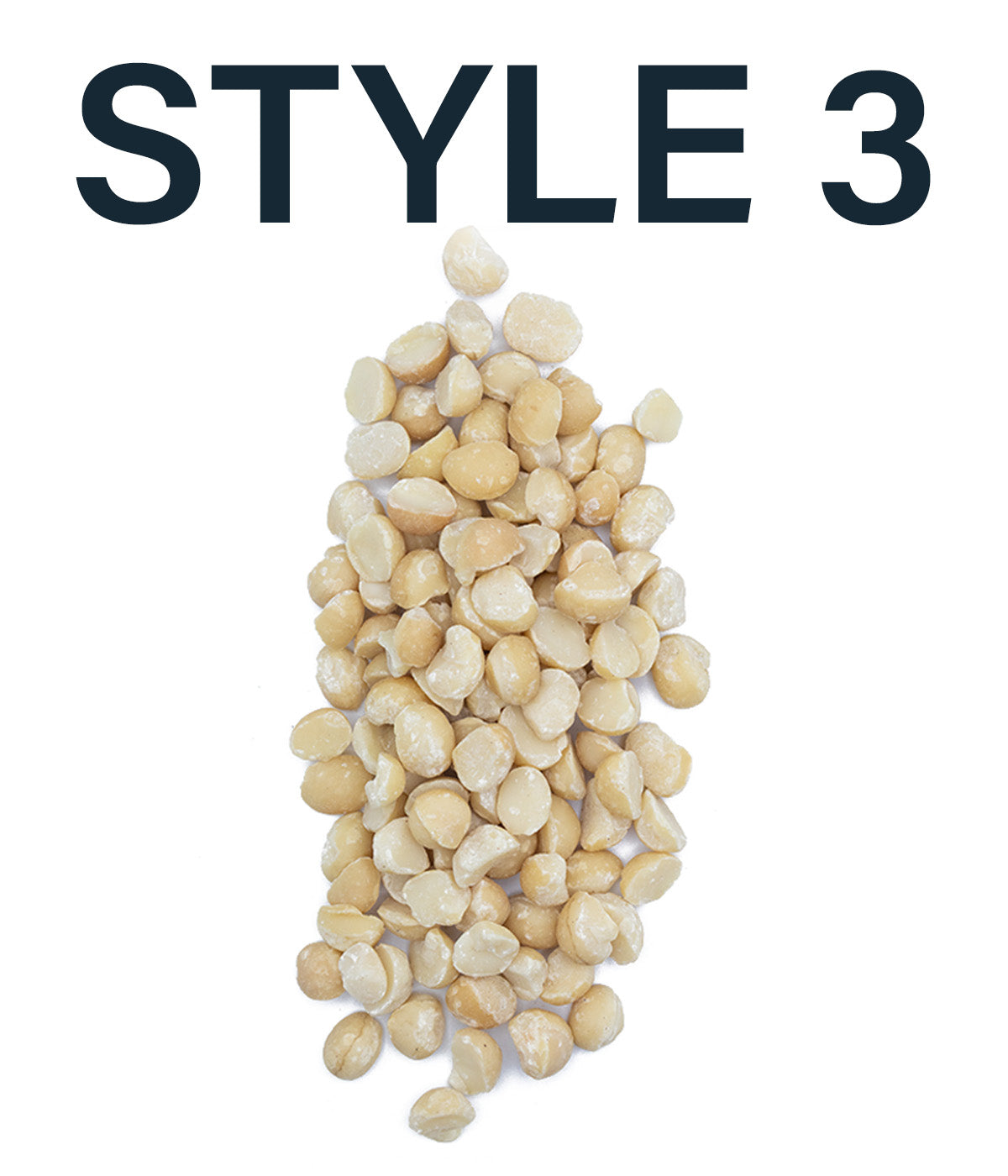 Close up of a pile of Hāmākua Macadamia Nut Company Style 3 Bulk Mac Nuts