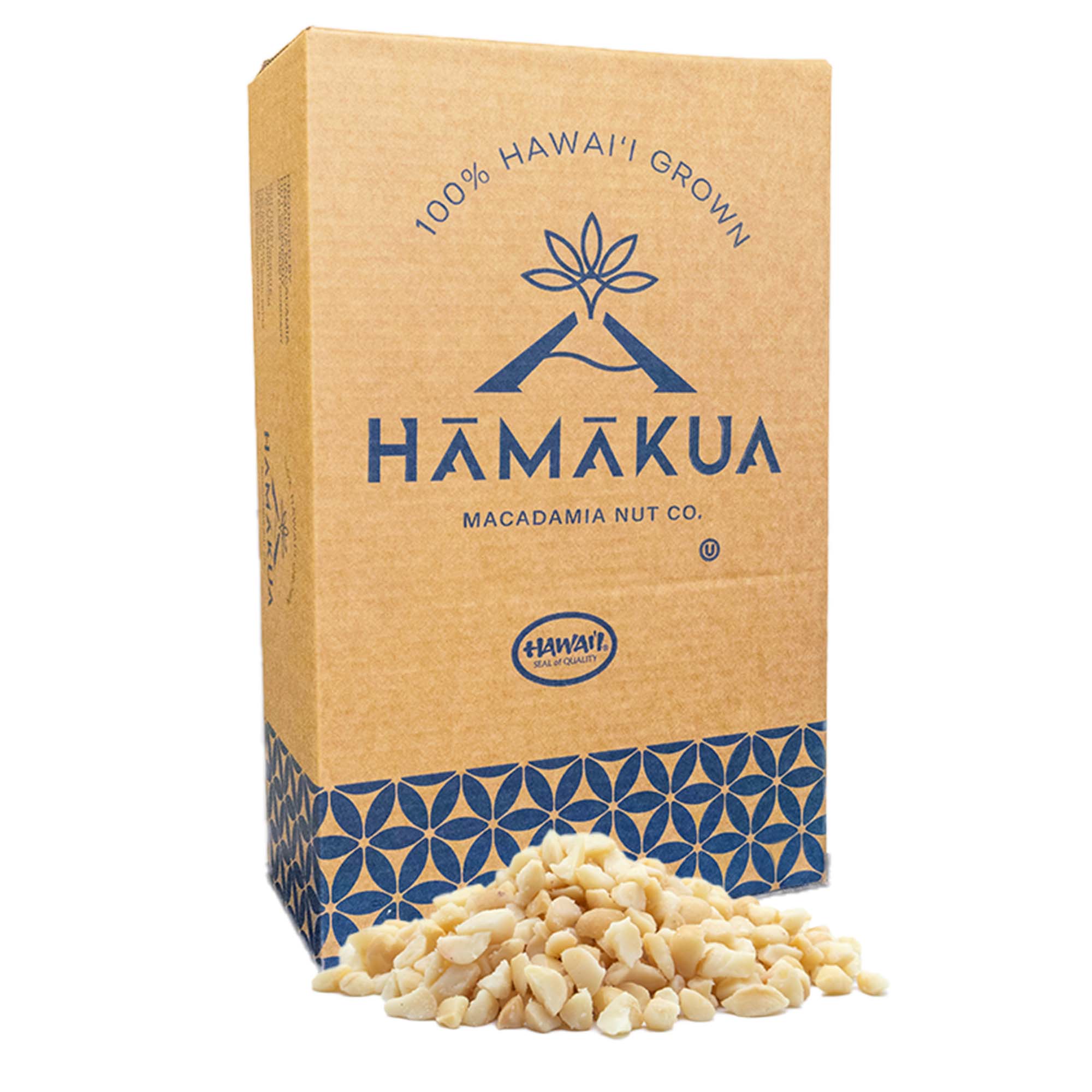 Bulk box of Hāmākua Macadamia Nut Company Style 5 macadamia nuts
