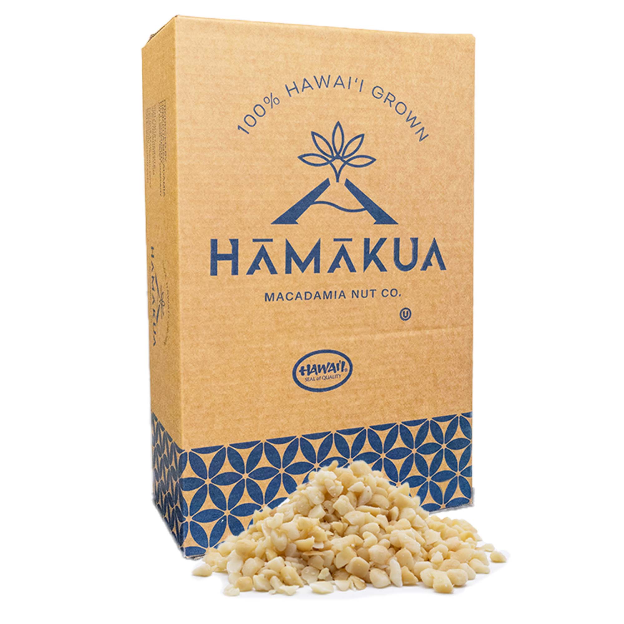 Bulk box of Hāmākua Macadamia Nut Company Style 6 macadamia nuts