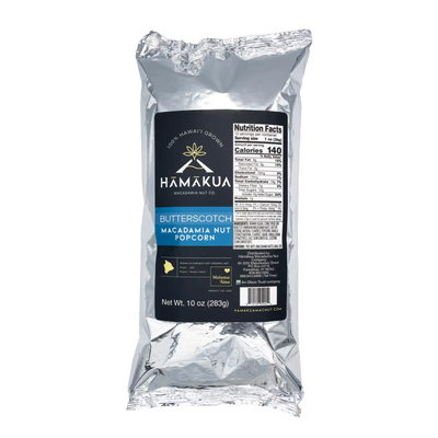 10oz Pouch of Butterscotch Macadamia Nut popcorn by Hāmākua Macadamia Nut Company