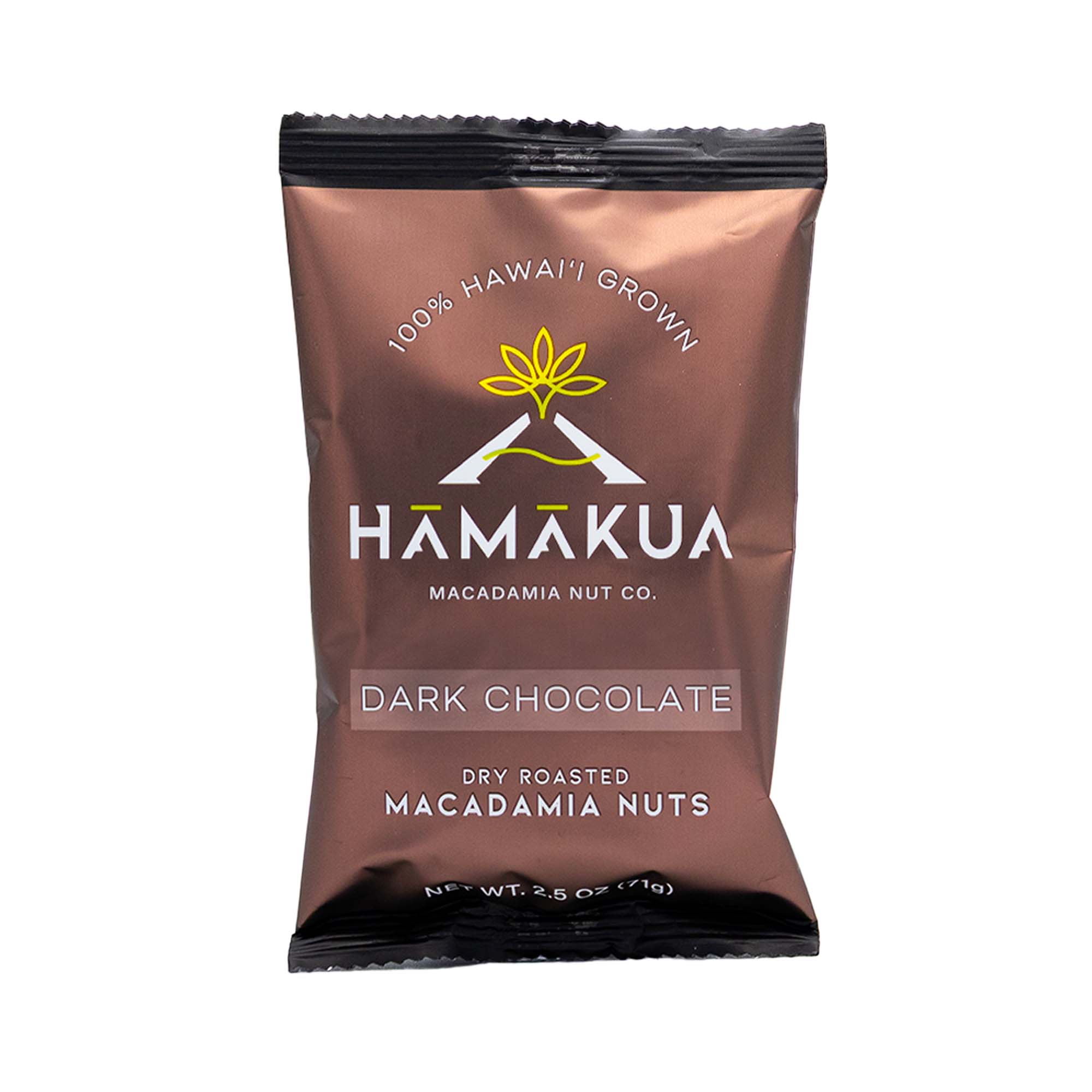 Hamakua Macadamia Nut Co. Milk Dark Chocolate macadamia nuts 2.5oz packaging
