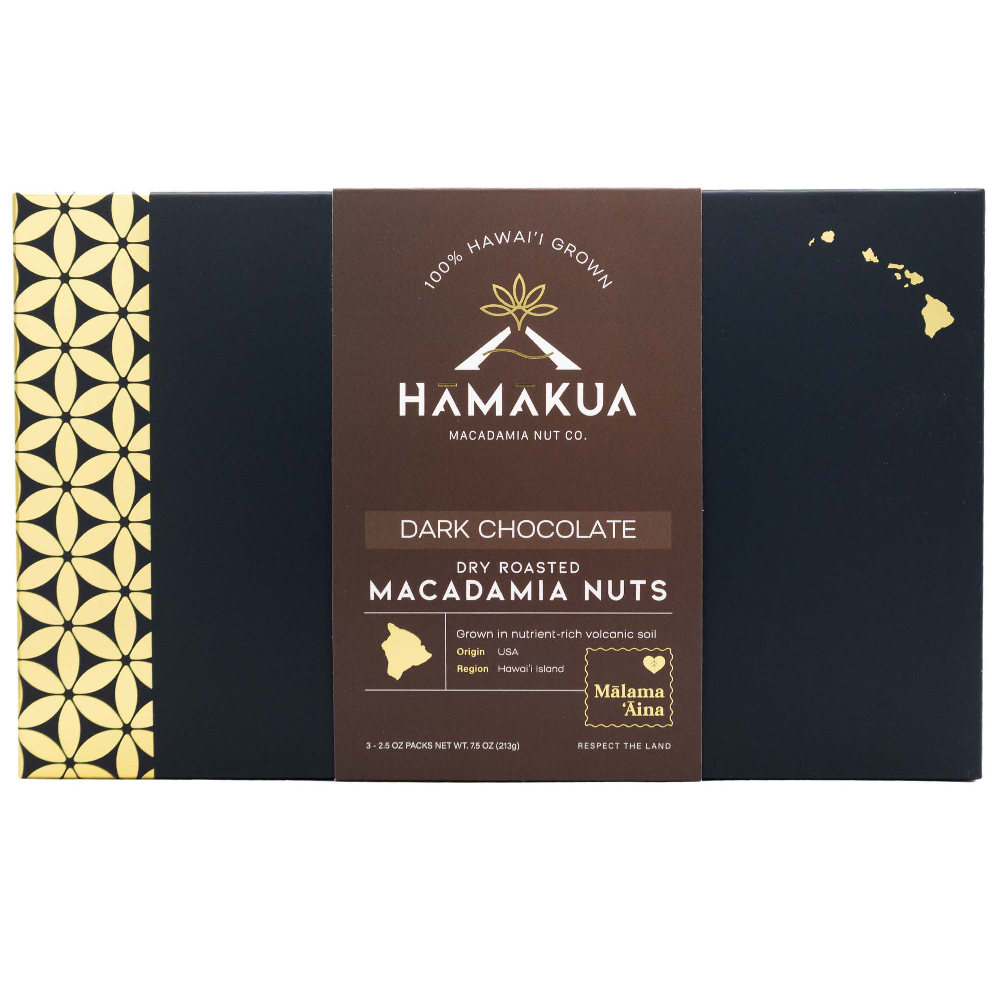 Hamakua Macadamia Nut Co. Milk Dark Chocolate macadamia nuts 7.5oz packaging