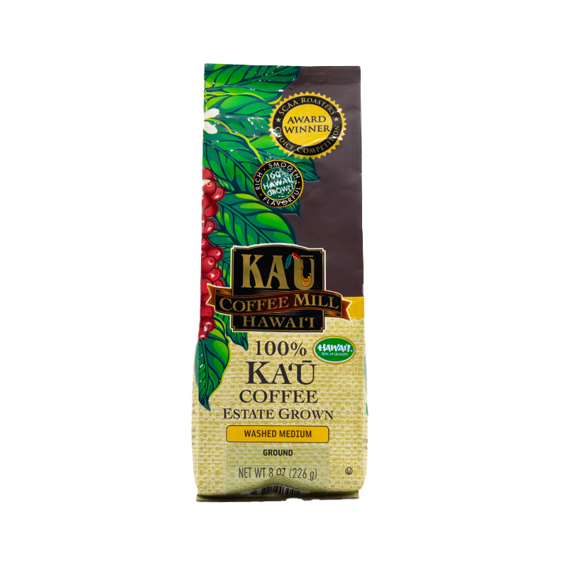 8oz bag of Kaʻū Coffee Mill Washed Medium Ground Coffee