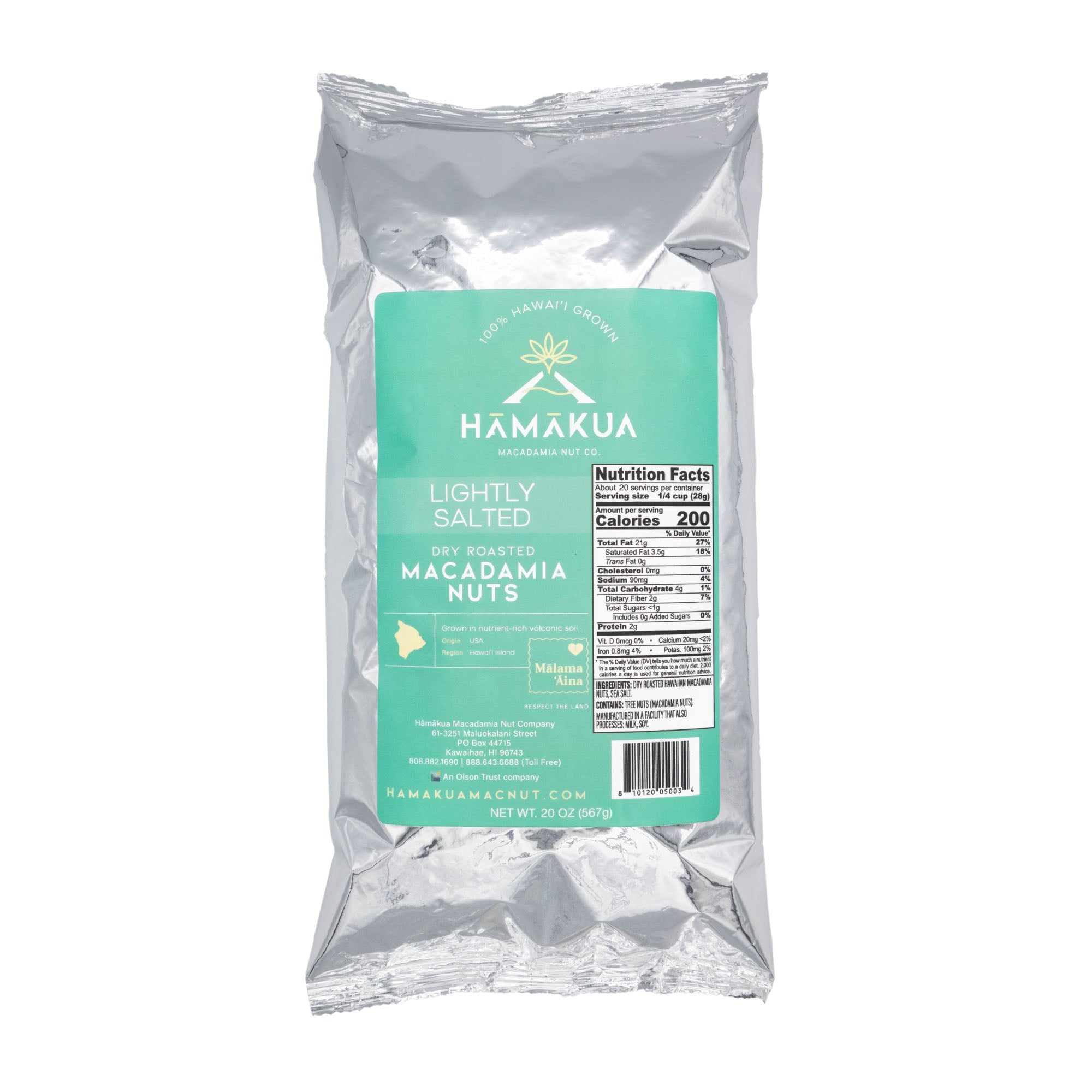 20oz Pouch of Lightly Salted Macadamia Nuts