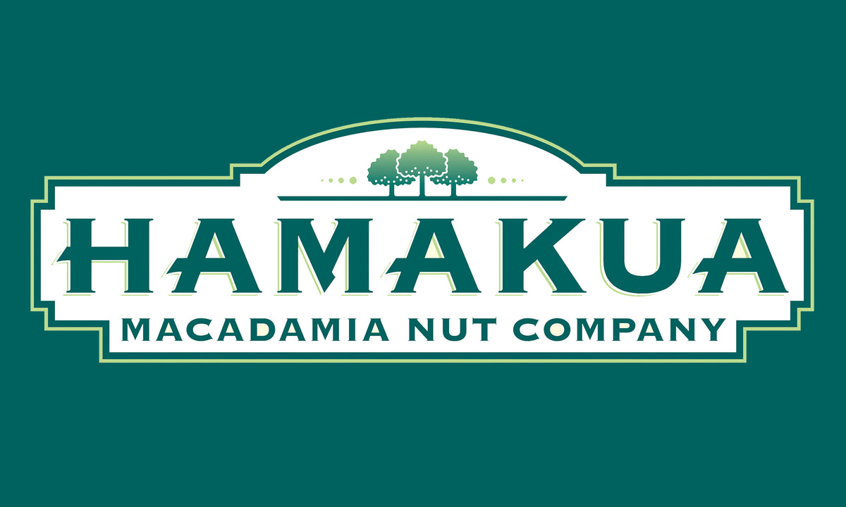 Old Hāmākua Macadamia Nut Company logo on a green-blue background