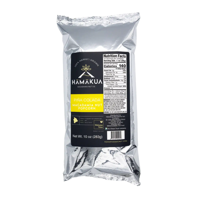 10oz Pouch of Pina Colada Macadamia Nut popcorn by Hāmākua Macadamia Nut Company