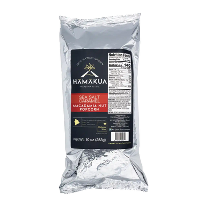 10oz Pouch of Sea Salt Caramel Macadamia Nut popcorn by Hāmākua Macadamia Nut Company